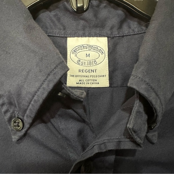Brooks Brothers Regent Men’s Button Up Shirt M Medium Long Sleeve Blue Logo - Picture 2 of 7